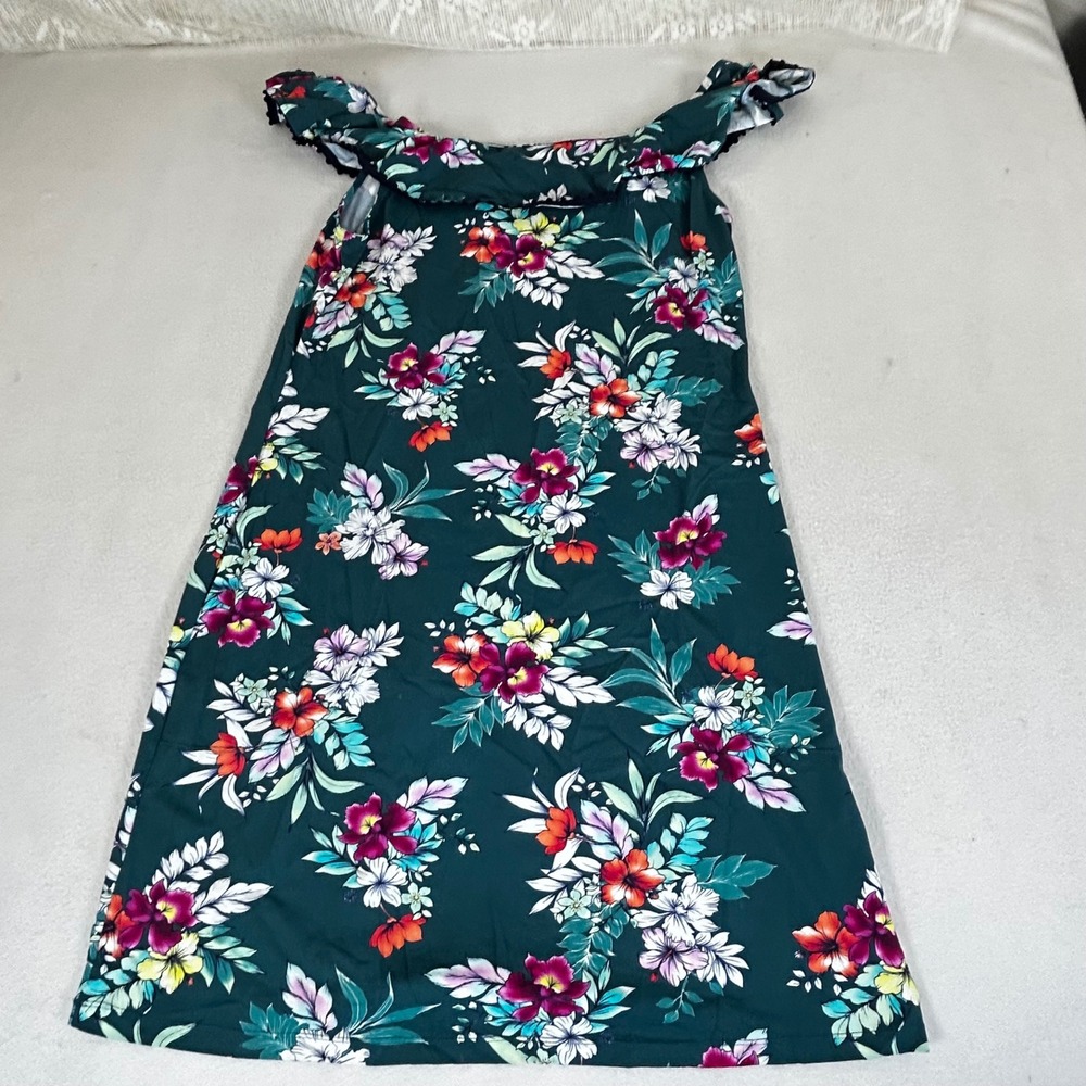 Teal Floral Off-Shoulder Summer Dress